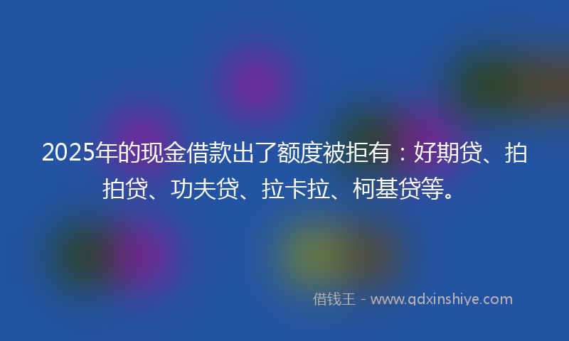 2025年的现金借款出了额度被拒有：好期贷、拍拍贷、功夫贷、拉卡拉、柯基贷等。