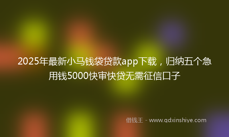 2025年最新小马钱袋贷款app下载，归纳五个急用钱5000快审快贷无需征信口子