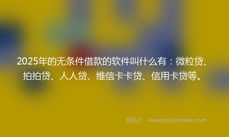 2025年的无条件借款的软件叫什么有：微粒贷、拍拍贷、人人贷、维信卡卡贷、信用卡贷等。