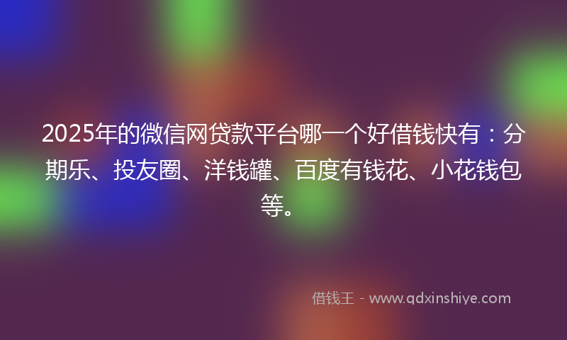 2025年的微信网贷款平台哪一个好借钱快有：分期乐、投友圈、洋钱罐、百度有钱花、小花钱包等。