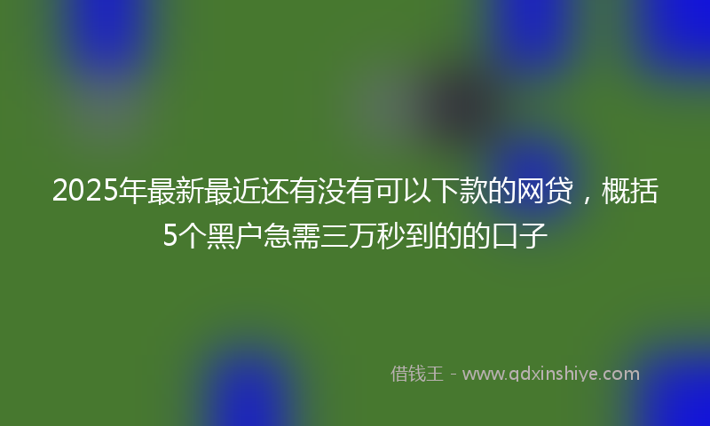 2025年最新最近还有没有可以下款的网贷，概括5个黑户急需三万秒到的的口子