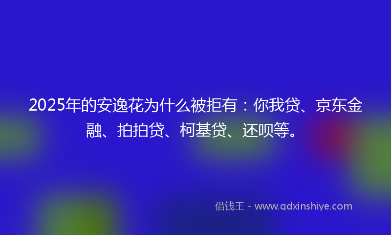 2025年的安逸花为什么被拒有：你我贷、京东金融、拍拍贷、柯基贷、还呗等。