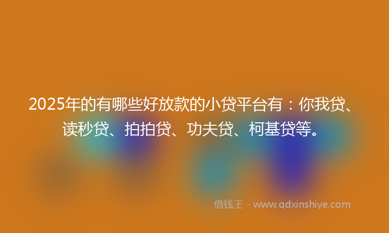 2025年的有哪些好放款的小贷平台有：你我贷、读秒贷、拍拍贷、功夫贷、柯基贷等。