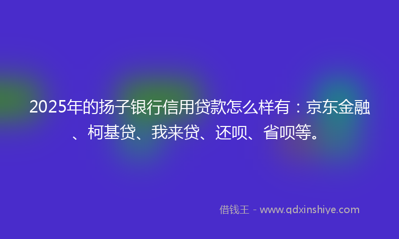 2025年的扬子银行信用贷款怎么样有：京东金融、柯基贷、我来贷、还呗、省呗等。