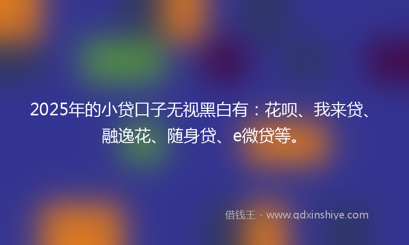 2025年的小贷口子无视黑白有：花呗、我来贷、融逸花、随身贷、e微贷等。