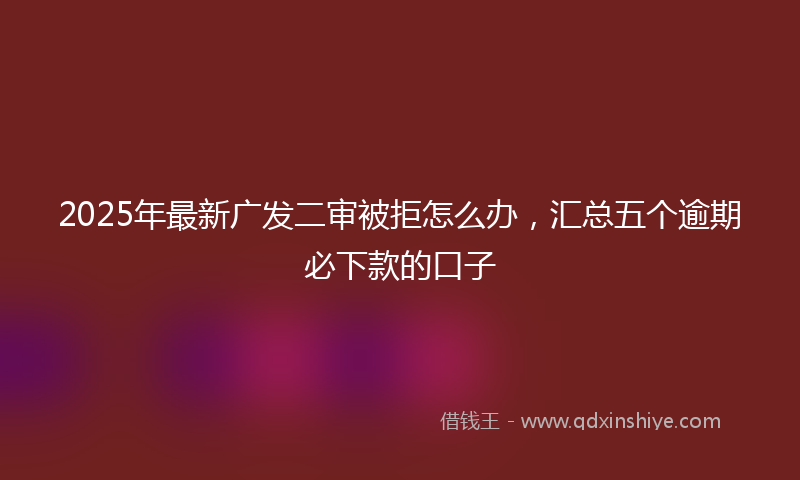 2025年最新广发二审被拒怎么办，汇总五个逾期必下款的口子