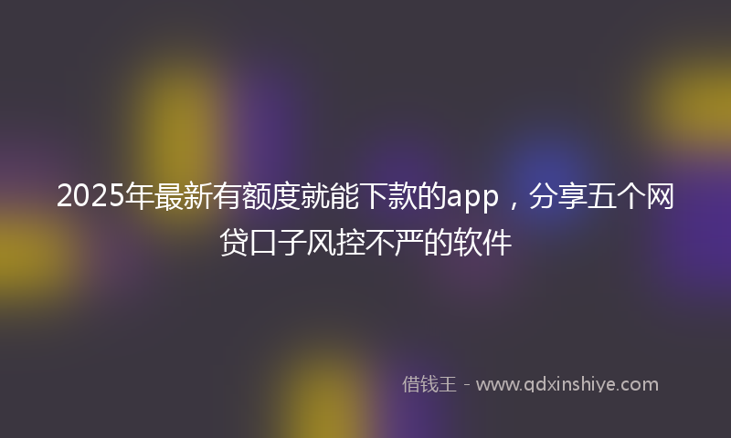 2025年最新有额度就能下款的app，分享五个网贷口子风控不严的软件