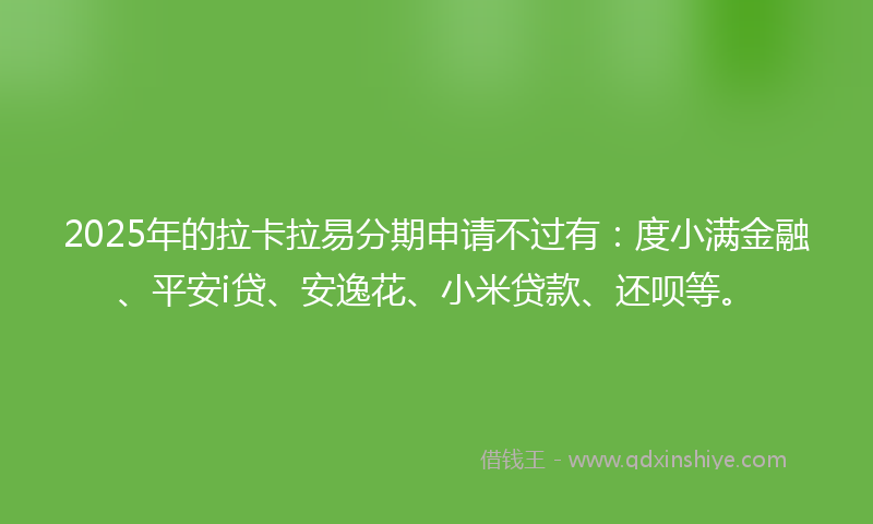 2025年的拉卡拉易分期申请不过有：度小满金融、平安i贷、安逸花、小米贷款、还呗等。