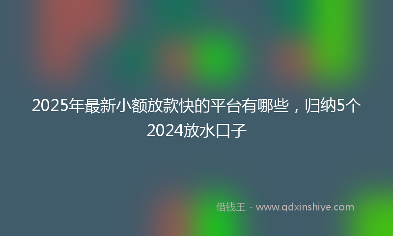 2025年最新小额放款快的平台有哪些，归纳5个2024放水口子