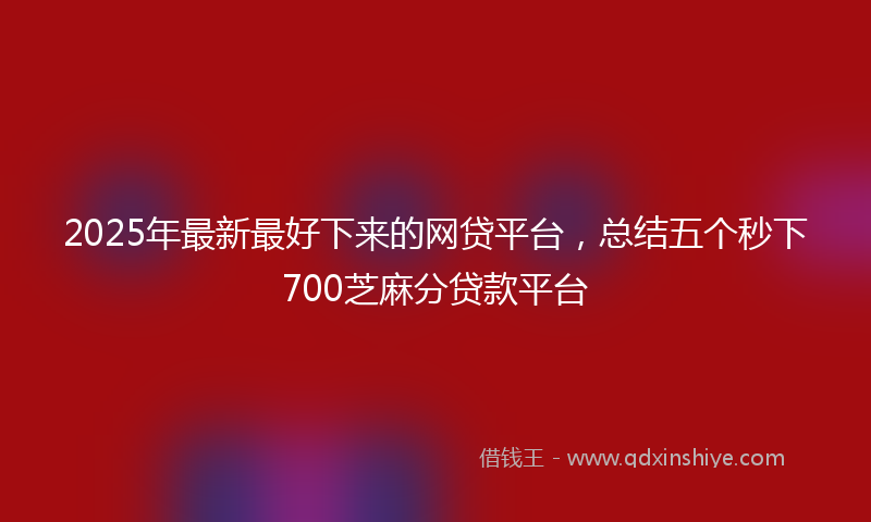 2025年最新最好下来的网贷平台，总结五个秒下700芝麻分贷款平台