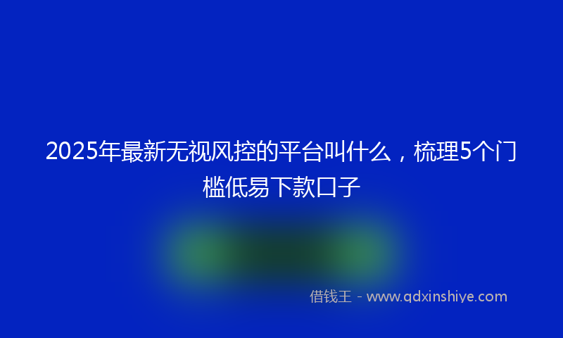 2025年最新无视风控的平台叫什么，梳理5个门槛低易下款口子