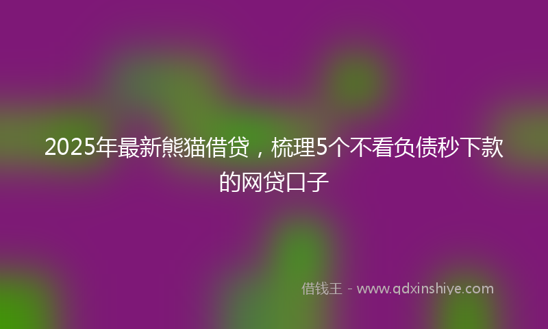 2025年最新熊猫借贷，梳理5个不看负债秒下款的网贷口子