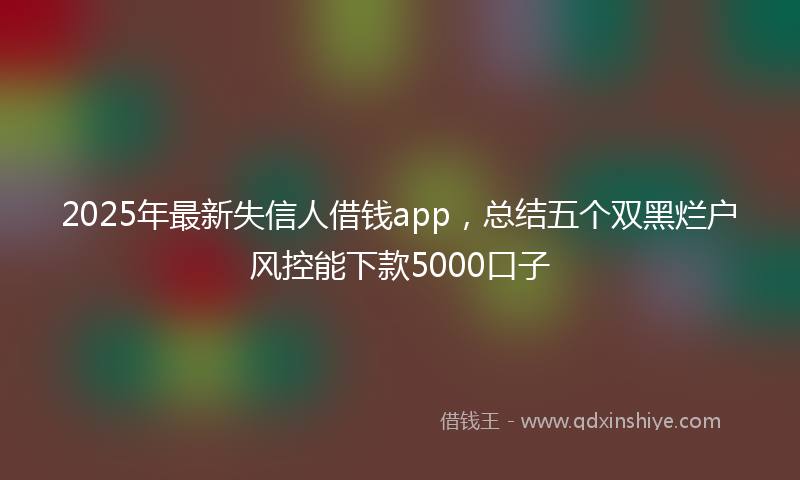 2025年最新失信人借钱app，总结五个双黑烂户风控能下款5000口子