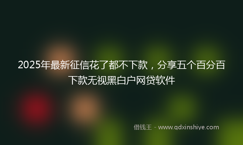 2025年最新征信花了都不下款，分享五个百分百下款无视黑白户网贷软件
