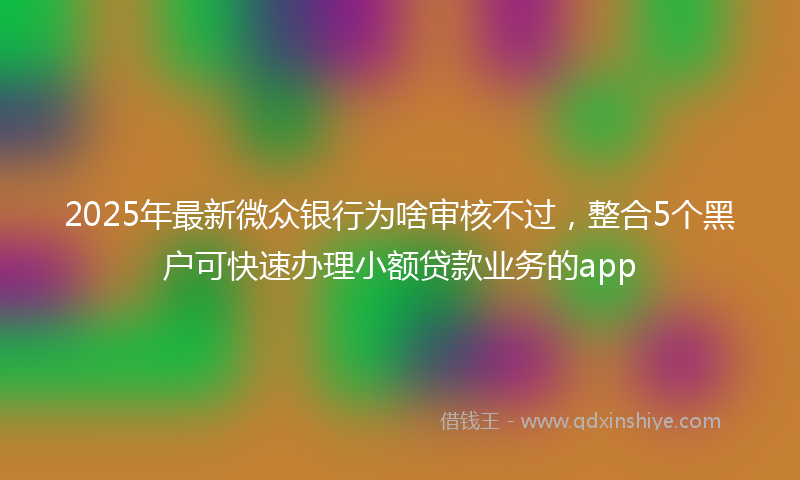 2025年最新微众银行为啥审核不过，整合5个黑户可快速办理小额贷款业务的app