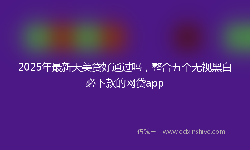 2025年最新天美贷好通过吗，整合五个无视黑白必下款的网贷app