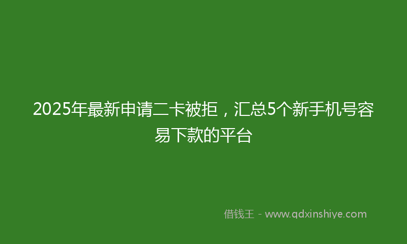 2025年最新申请二卡被拒，汇总5个新手机号容易下款的平台