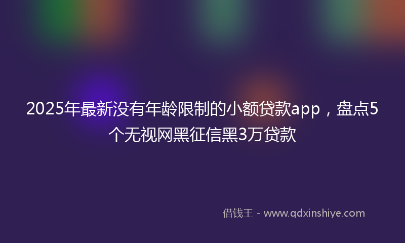 2025年最新没有年龄限制的小额贷款app，盘点5个无视网黑征信黑3万贷款