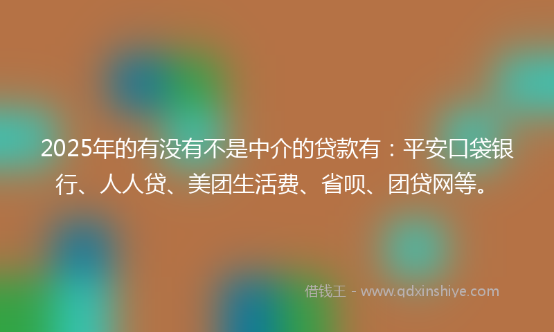 2025年的有没有不是中介的贷款有：平安口袋银行、人人贷、美团生活费、省呗、团贷网等。