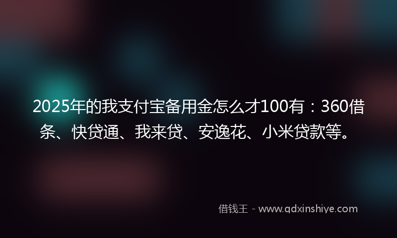 2025年的我支付宝备用金怎么才100有：360借条、快贷通、我来贷、安逸花、小米贷款等。