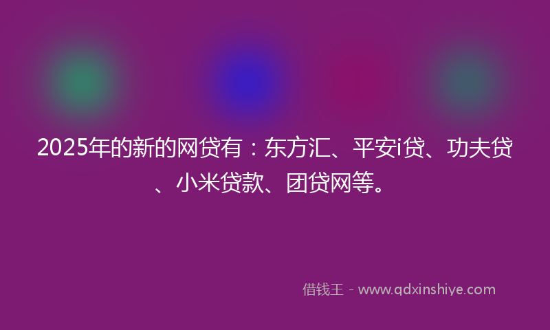 2025年的新的网贷有：东方汇、平安i贷、功夫贷、小米贷款、团贷网等。