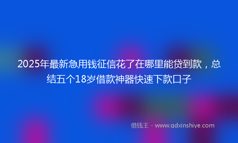 2025年最新急用钱征信花了在哪里能贷到款，总结五个18岁借款神器快速下款口子