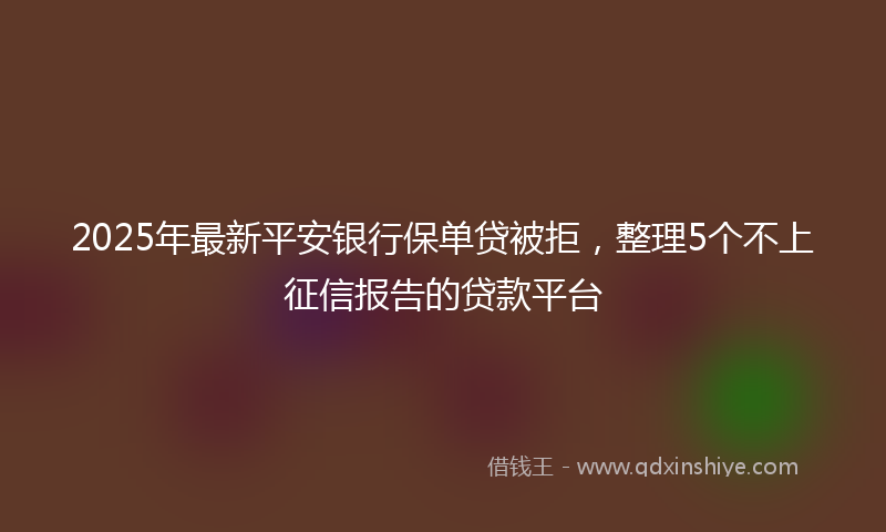 2025年最新平安银行保单贷被拒，整理5个不上征信报告的贷款平台