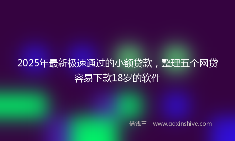 2025年最新极速通过的小额贷款，整理五个网贷容易下款18岁的软件