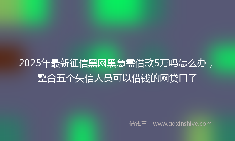 2025年最新征信黑网黑急需借款5万吗怎么办，整合五个失信人员可以借钱的网贷口子