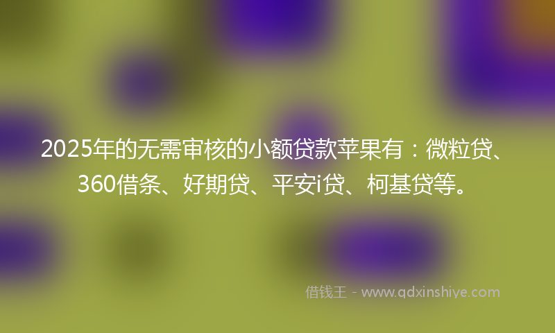 2025年的无需审核的小额贷款苹果有：微粒贷、360借条、好期贷、平安i贷、柯基贷等。