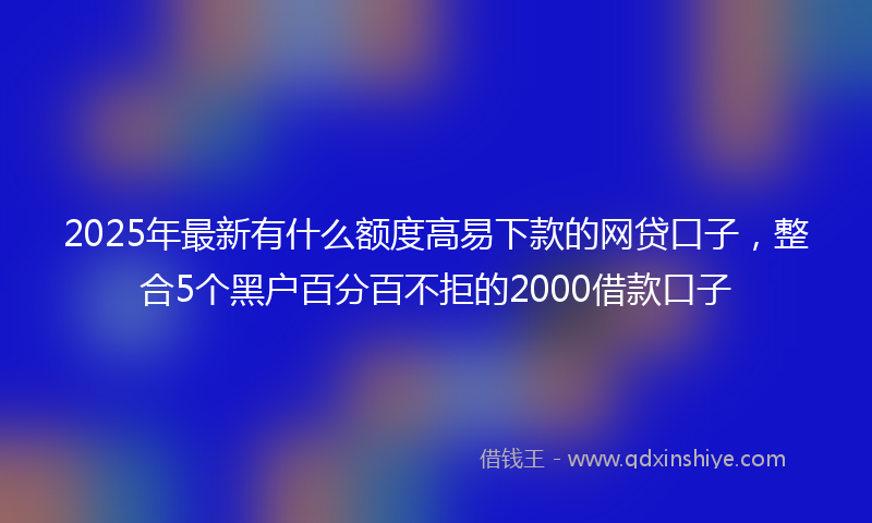 2025年最新有什么额度高易下款的网贷口子，整合5个黑户百分百不拒的2000借款口子