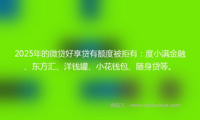 2025年的微贷好享贷有额度被拒有：度小满金融、东方汇、洋钱罐、小花钱包、随身贷等。
