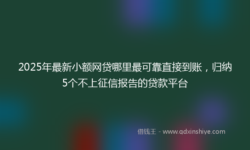 2025年最新小额网贷哪里最可靠直接到账，归纳5个不上征信报告的贷款平台