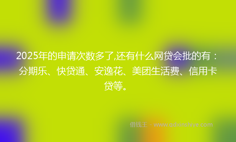 2025年的申请次数多了,还有什么网贷会批的有：分期乐、快贷通、安逸花、美团生活费、信用卡贷等。