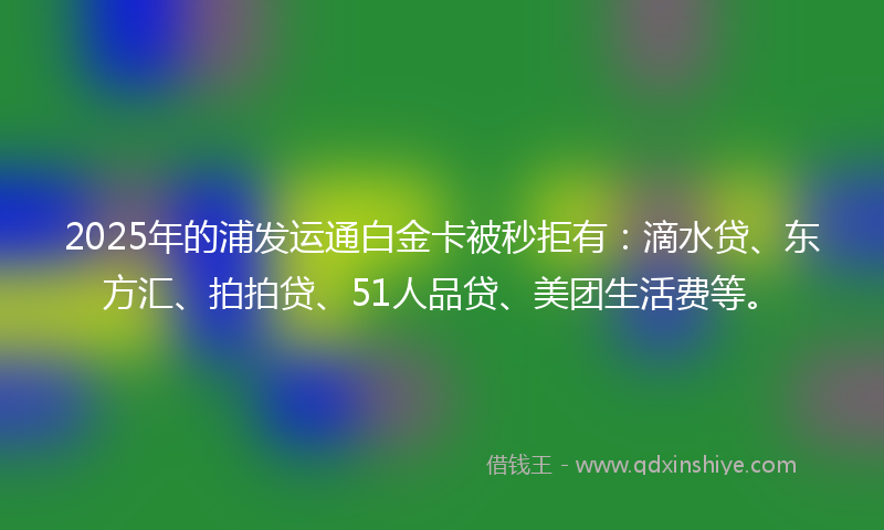 2025年的浦发运通白金卡被秒拒有：滴水贷、东方汇、拍拍贷、51人品贷、美团生活费等。