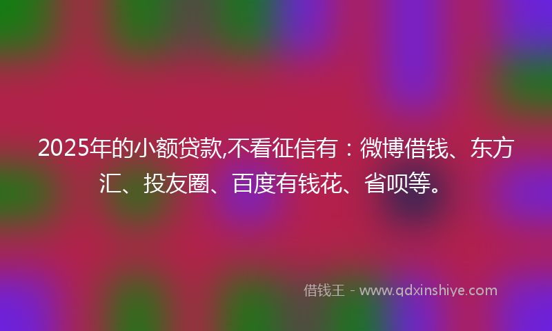 2025年的小额贷款,不看征信有：微博借钱、东方汇、投友圈、百度有钱花、省呗等。