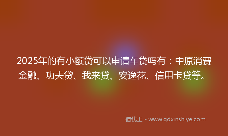 2025年的有小额贷可以申请车贷吗有：中原消费金融、功夫贷、我来贷、安逸花、信用卡贷等。