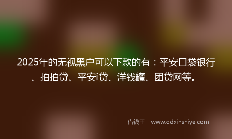 2025年的无视黑户可以下款的有：平安口袋银行、拍拍贷、平安i贷、洋钱罐、团贷网等。