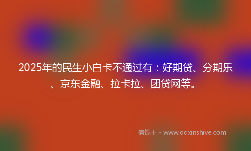 2025年的民生小白卡不通过有：好期贷、分期乐、京东金融、拉卡拉、团贷网等。