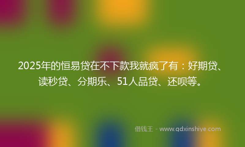2025年的恒易贷在不下款我就疯了有：好期贷、读秒贷、分期乐、51人品贷、还呗等。