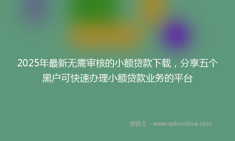 2025年最新无需审核的小额贷款下载，分享五个黑户可快速办理小额贷款业务的平台