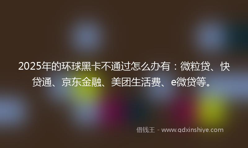 2025年的环球黑卡不通过怎么办有：微粒贷、快贷通、京东金融、美团生活费、e微贷等。