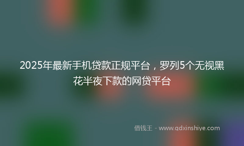 2025年最新手机贷款正规平台，罗列5个无视黑花半夜下款的网贷平台