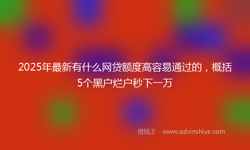 2025年最新有什么网贷额度高容易通过的，概括5个黑户烂户秒下一万