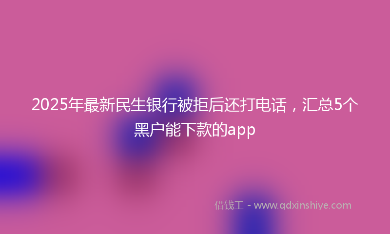 2025年最新民生银行被拒后还打电话，汇总5个黑户能下款的app