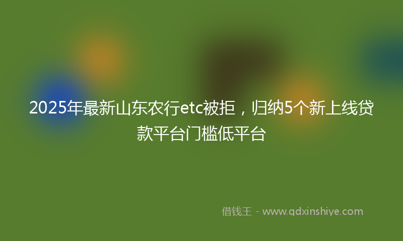 2025年最新山东农行etc被拒，归纳5个新上线贷款平台门槛低平台