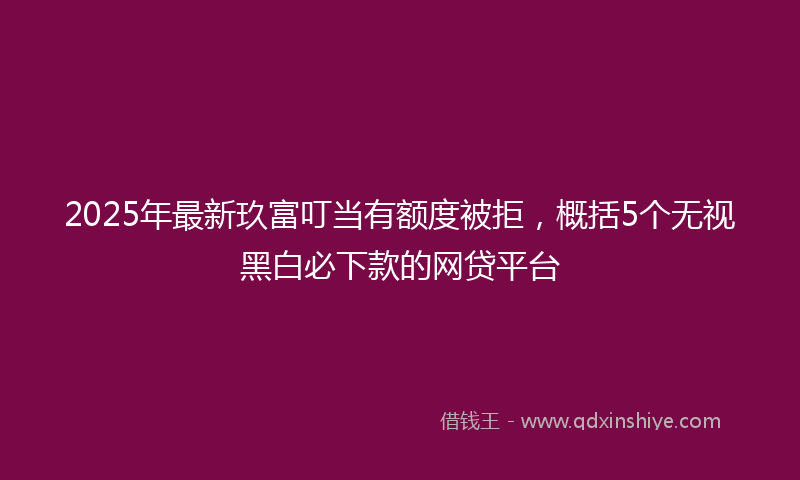 2025年最新玖富叮当有额度被拒，概括5个无视黑白必下款的网贷平台