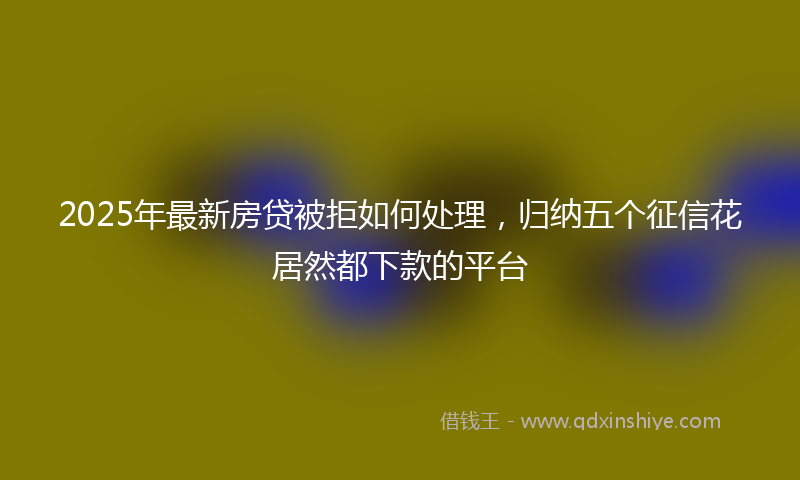 2025年最新房贷被拒如何处理，归纳五个征信花居然都下款的平台