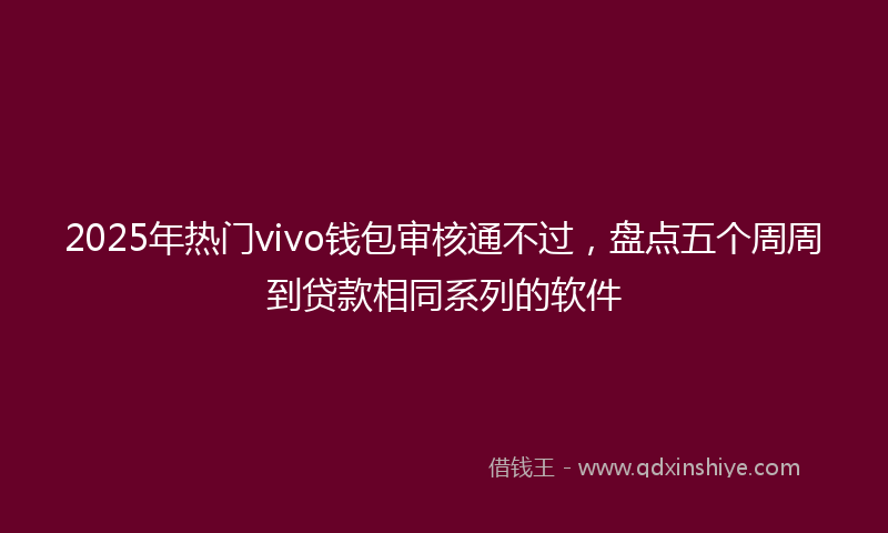 2025年热门vivo钱包审核通不过，盘点五个周周到贷款相同系列的软件