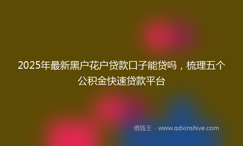 2025年最新黑户花户贷款口子能贷吗，梳理五个公积金快速贷款平台